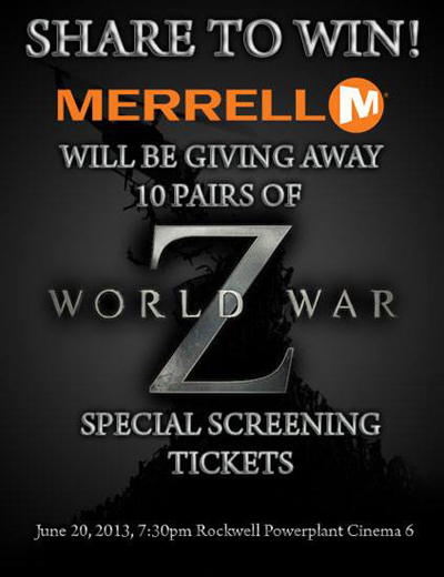 Merrell Share to Win Tickets to World War Z Promo