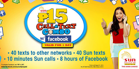 Sun Call & Text Combo 15 with Facebook promo