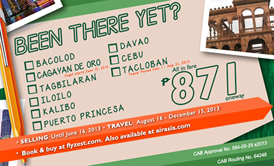Zest Air Seat Sale Promo as low as P871 all-in fare