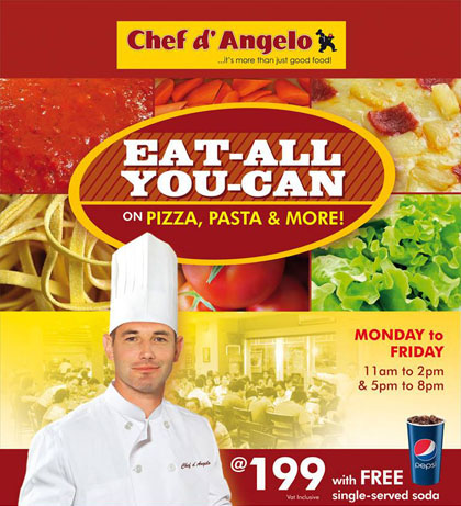 Chef d Angelo Eat All You Can Pizza Pasta and More Promo