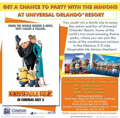 Despicable Me 2 Movie Ticket Promo at SM Cinema