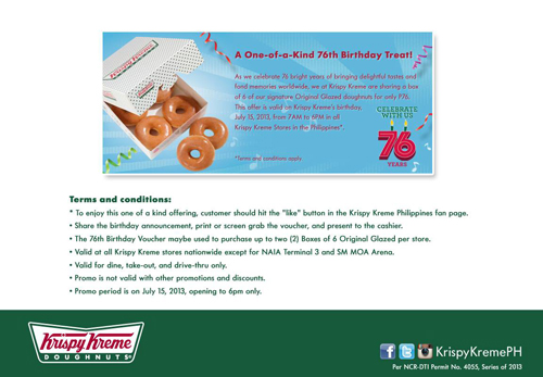 Krispy Kreme 76th Anniversary Treat 2013