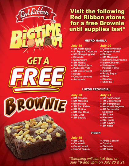 Red Ribbon Bigtime Blowout Get a FREE Brownie