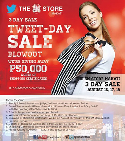 3 Day Sale Tweet Day Sale Blowout at The SM Store Makati