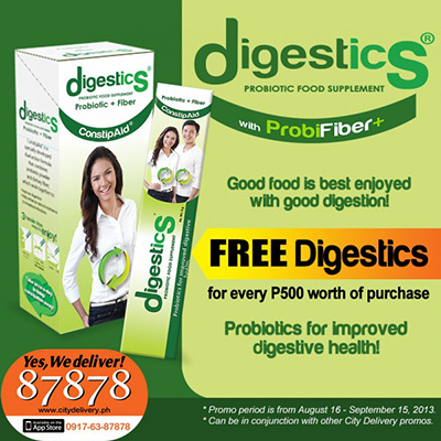 FREE Digestics for every Php 500 worth of City Delivery purchase
