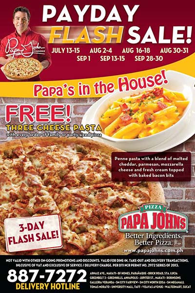 Papa John’s Payday Flash Sale 2013