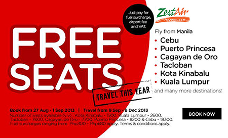 Zest Air FREE SEATS Promo