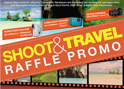 Sony Shoot and Travel Raffle Promo 2013 Win Exciting Trip Packages