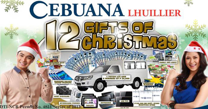 Cebuana Lhuillier 12 Gifts of Christmas Promo 2013 - Win Exciting Prizes