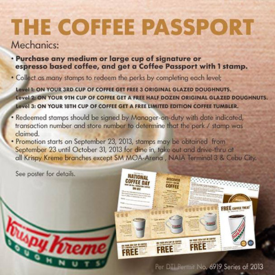 Get FREE Krispy Kreme Doughnuts - The Coffee Passport Promo 2013