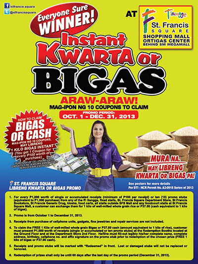 St. Francis Square Instant Kwarta or Bigas Promo