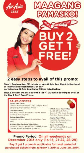 Air Asia Philippines Buy 2 Get 1 FREE Seat Promo