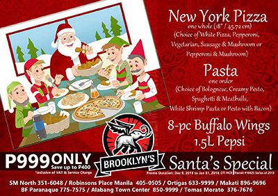 Brooklyn Pizzas Santas Special Promo
