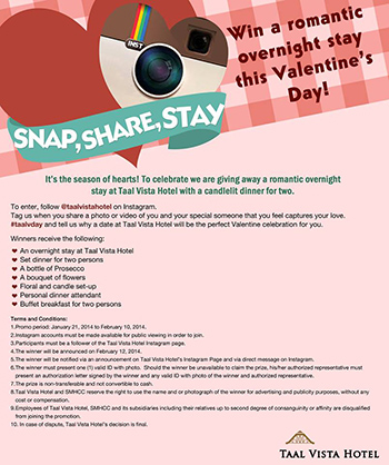 Taal Vista Hotel Valentines Day Instagram Contest 2014