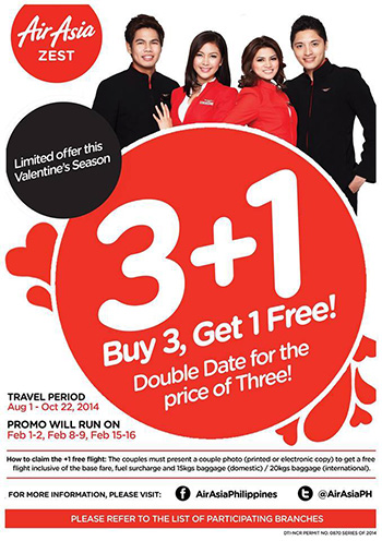 AirAsia 3 plus 1 Valentines Promo