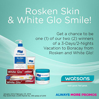 Rosken SKin & White Glo Smile Promo - Win Trip for Two to Boracay