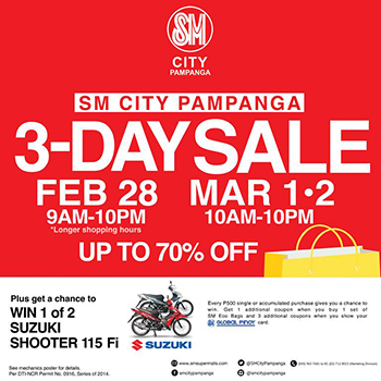 SM City Pampanga 3 Day Sale February 28 to March 2 2014