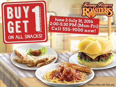 Kenny Rogers Buy 1 Get 1 on All Snacks Promo