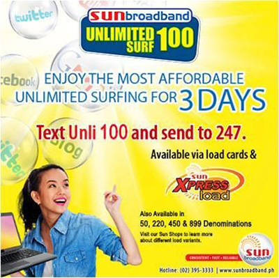 Sun Unlimited Surf Promo for Sun Broadband