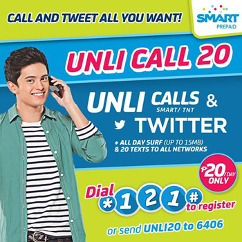 Smart Prepaid Unli20 Promo - the unlimited calls and all-day Twitter promo