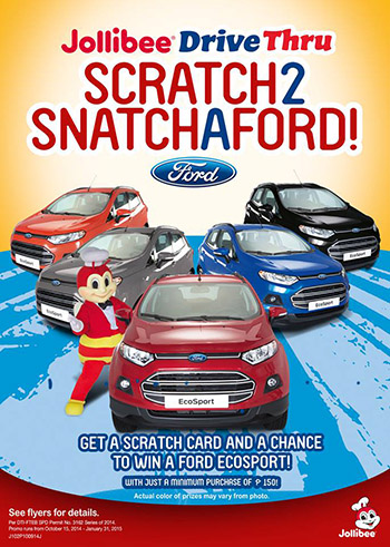 Jollibee Drive Thru SCRATCH 2 SNATCH A FORD Promo Mechanics