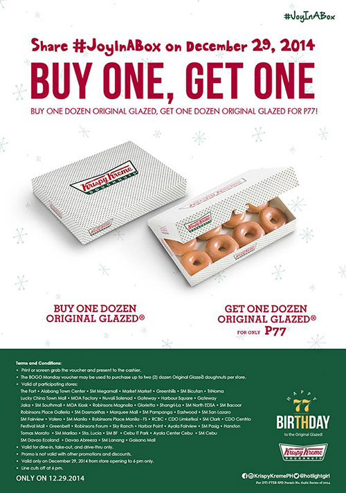 Krispy Kreme Doughnuts Buy One Get One Promo